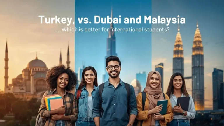 Dusk Cityscape with International Students