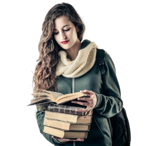 student reading books